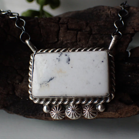 White Buffalo Turquoise Bar Necklace By Samson Etsitty