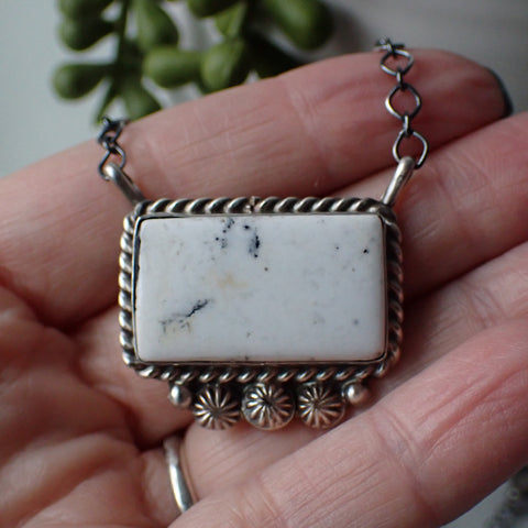 White Buffalo Turquoise Bar Necklace By Samson Etsitty