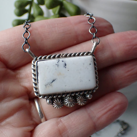 White Buffalo Turquoise Bar Necklace By Samson Etsitty