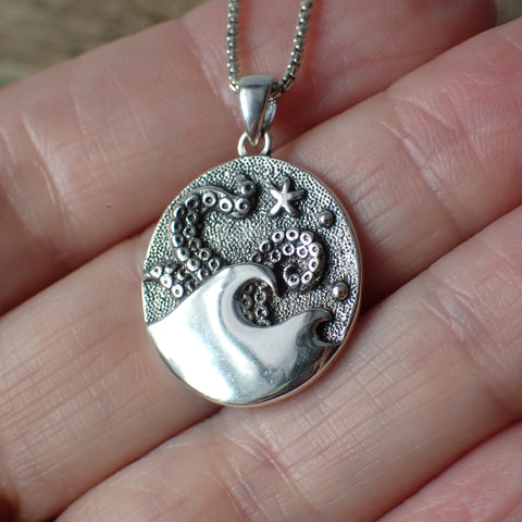 Breloque tentacules de poulpe en argent sterling
