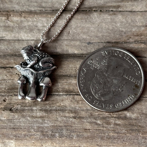 ♻️Recycled Sterling Silver Toad on Mushrooms Charm