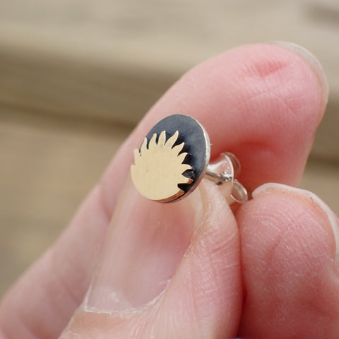 Aretes celestiales de dos tonos de plata de ley