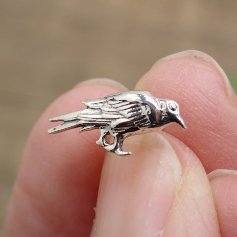 Sterling Silver Raven Stud Earrings