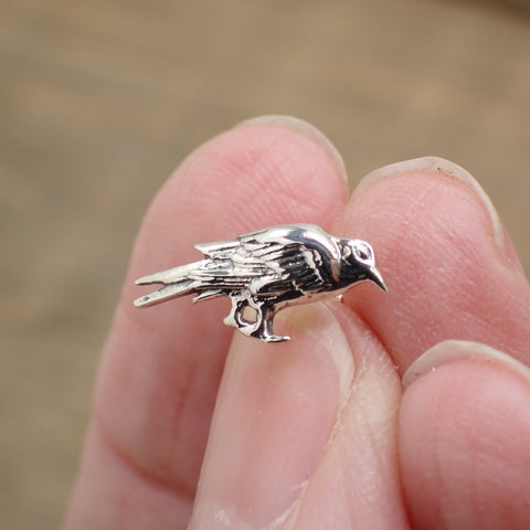 Sterling Silver Raven Stud Earrings