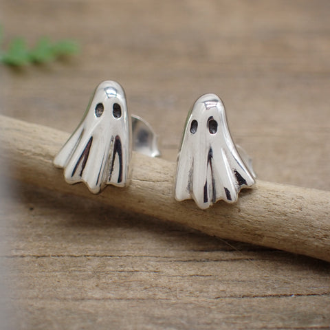 Sterling Silver Ghost Stud Earrings