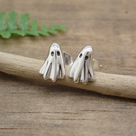 Sterling Silver Ghost Stud Earrings