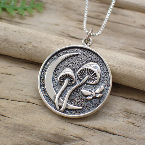 ♻️Recycled Sterling Silver Moonlit Mushroom Charm