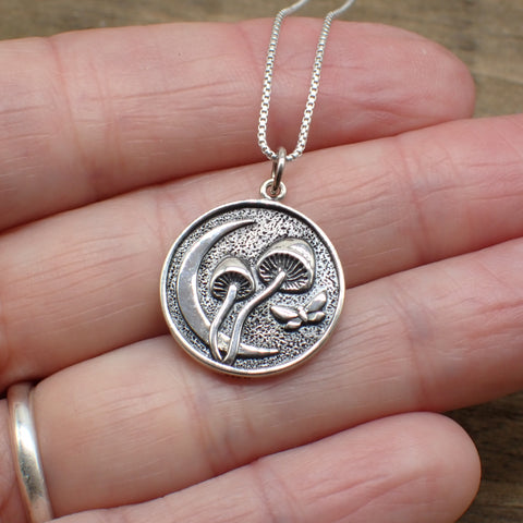 ♻️Recycled Sterling Silver Moonlit Mushroom Charm