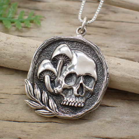 ♻️Recycled Sterling Silver Mushroom Skull Charm