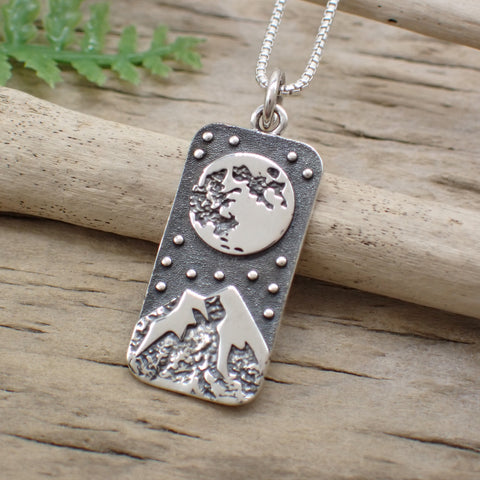 ♻️Recycled Sterling Silver Moonlit Mountain Charm