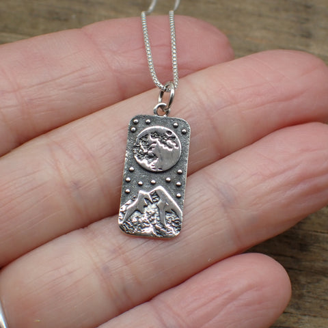 ♻️Recycled Sterling Silver Moonlit Mountain Charm
