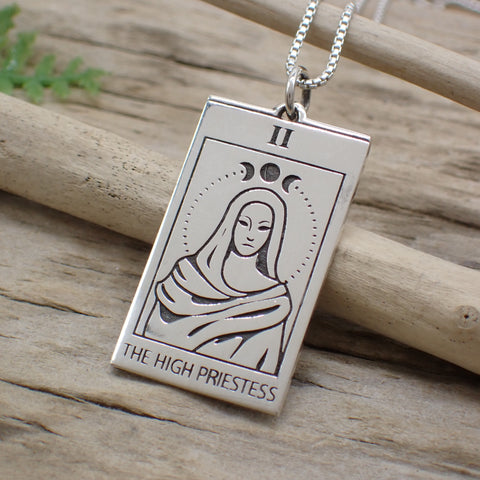 Sterling Silver High Priestess Tarot Card Charm