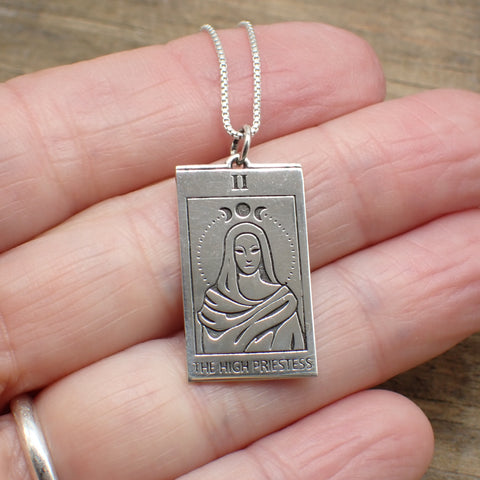 Sterling Silver High Priestess Tarot Card Charm
