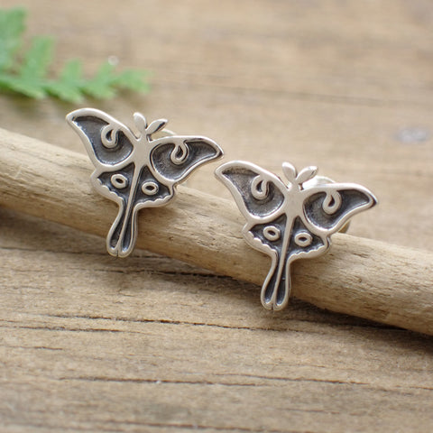 Sterling Silver Luna Moth Stud Earrings