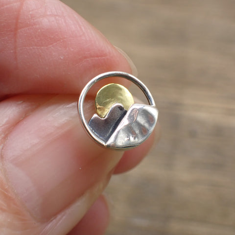 Sterling Silver & Bronze Mountain Stud Earrings