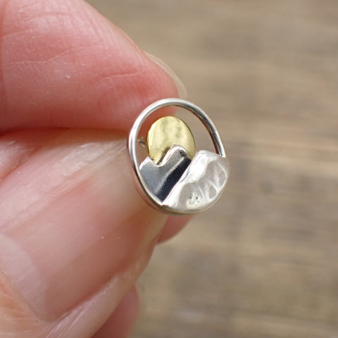 Sterling Silver & Bronze Mountain Stud Earrings