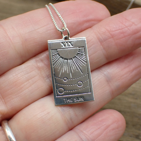 Sterling Silver The Sun Tarot Card Charm