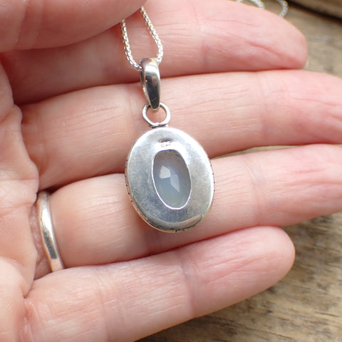 Aqua Chalcedony Sterling Silver Pendant