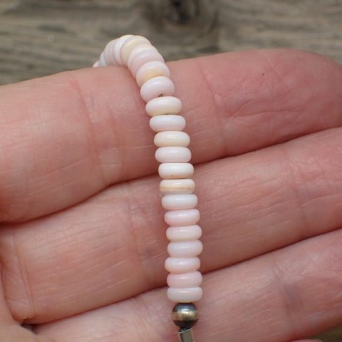 Sterling Silver Pink Conch Shell Beaded Necklace