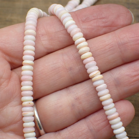 Sterling Silver Pink Conch Shell Beaded Necklace