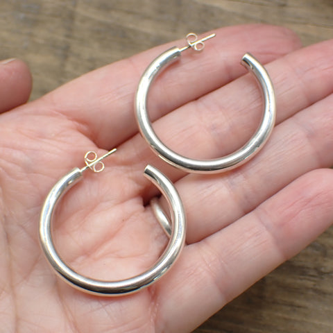 Sterling Silver Simple Hoop Earrings