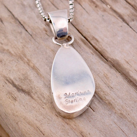 Serpentine & White Opal Sterling Silver Pendant by Native American Artist Sheryl Martinez