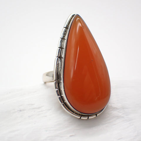 Carnelian Sterling Silver Ring - Size 5.5