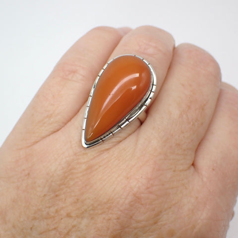 Carnelian Sterling Silver Ring - Size 5.5