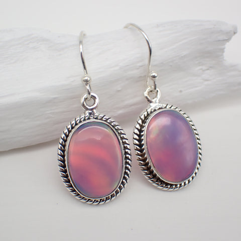 Aurora Opal Sterling Silver Earrings