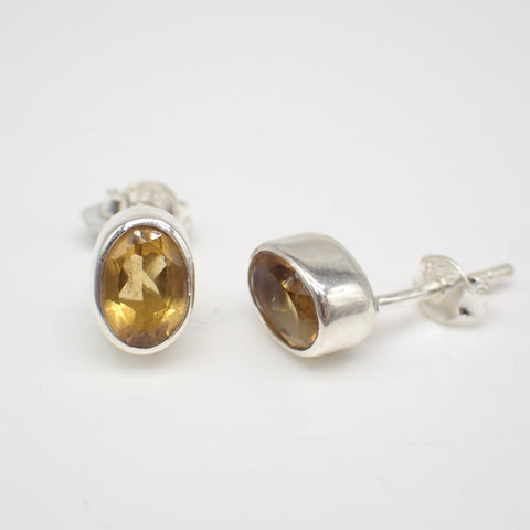 Faceted Citrine Stud Earrings