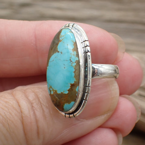 Sterling Silver #8 Turquoise Ring - Size 6