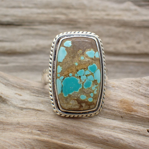Sterling Silver #8 Turquoise Ring - Size 7.5