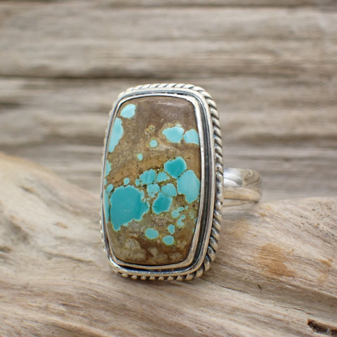 Sterling Silver #8 Turquoise Ring - Size 7.5
