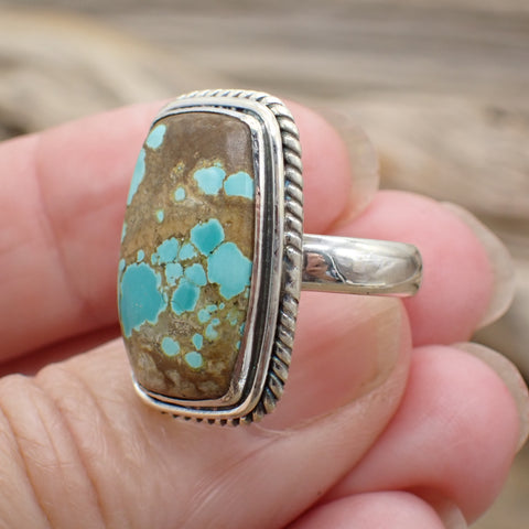 Sterling Silver #8 Turquoise Ring - Size 7.5