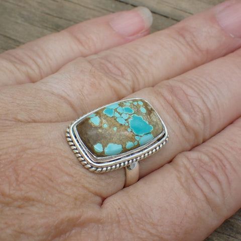 Sterling Silver #8 Turquoise Ring - Size 7.5