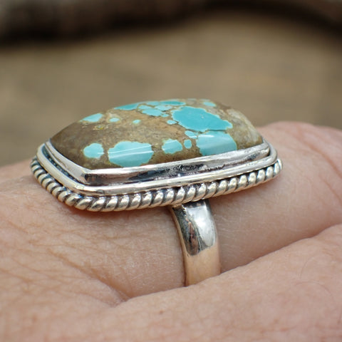 Sterling Silver #8 Turquoise Ring - Size 7.5