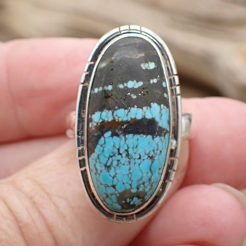 Sterling Silver #8 Turquoise Ring - Size 8