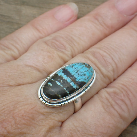 Sterling Silver #8 Turquoise Ring - Size 8