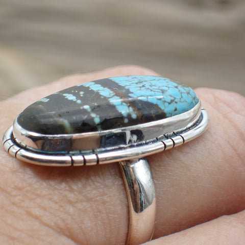 Sterling Silver #8 Turquoise Ring - Size 8