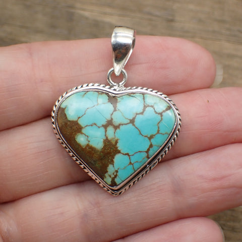 Sterling Silver #8 Turquoise Heart Pendant