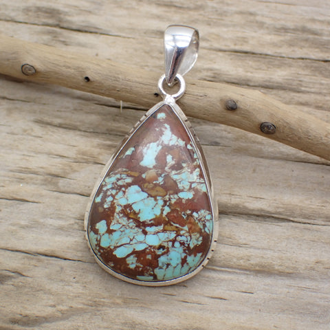 Sterling Silver #8 Turquoise Pendant