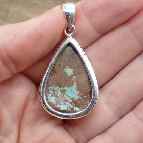 Sterling Silver #8 Turquoise Pendant