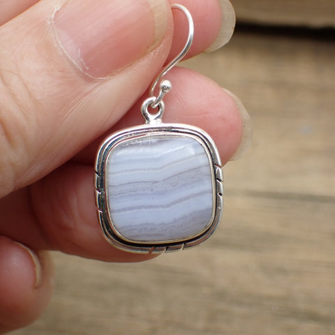 Sterling Silver Blue Lace Agate Earrings