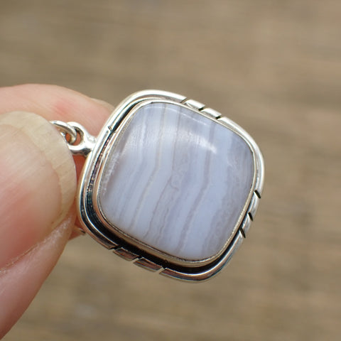Sterling Silver Blue Lace Agate Earrings