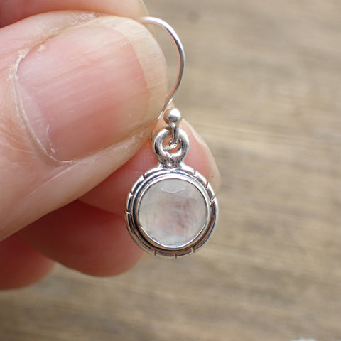 Sterling Silver Faceted Rainbow Moonstone Earrings