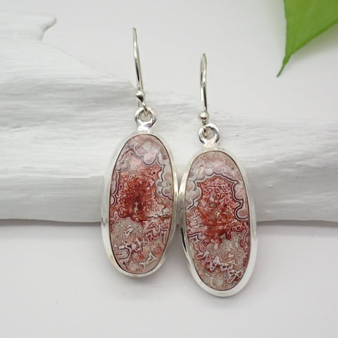 Sterling Silver Crazy Lace Agate Earrings