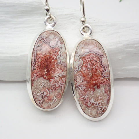 Sterling Silver Crazy Lace Agate Earrings