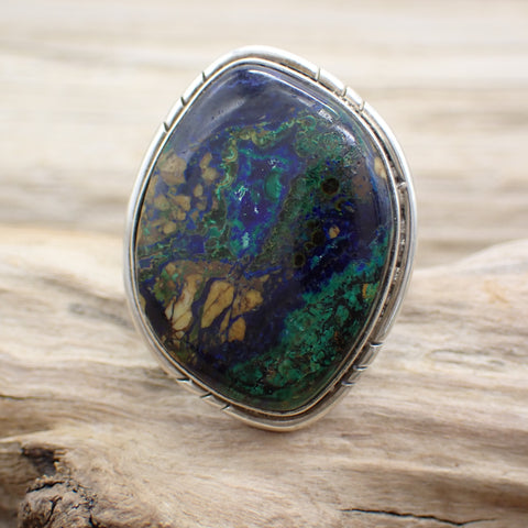Sterling Silver Azurite Ring - Size 10