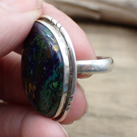Sterling Silver Azurite Ring - Size 10