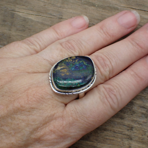Sterling Silver Azurite Ring - Size 10